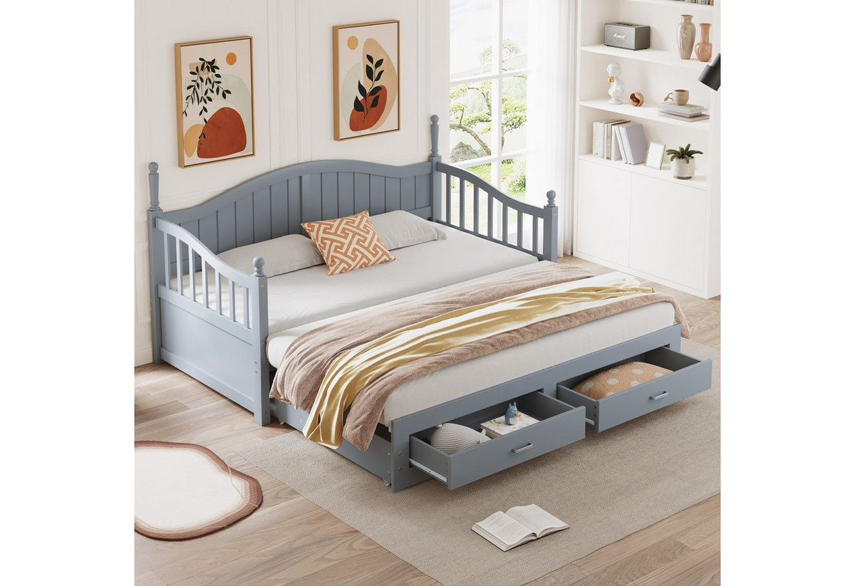 Flieks Daybett Holzbett Kinderbett mit Ausziehbett und 2 Schubladen B/T/H: 190 x 90 x 180 cm - Bild 1