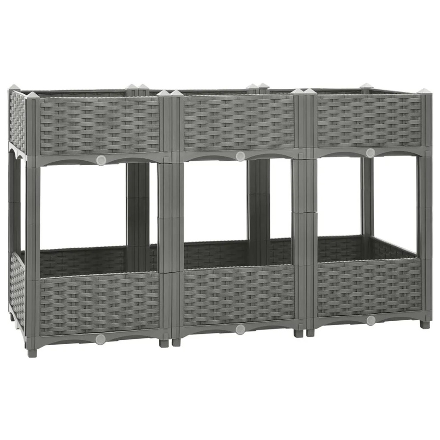 Hochbeet furnicato in Grau mit Rattan-Optik aus Polypropylen, B/T/H: 120 x 40 x 71 cm - Bild 2