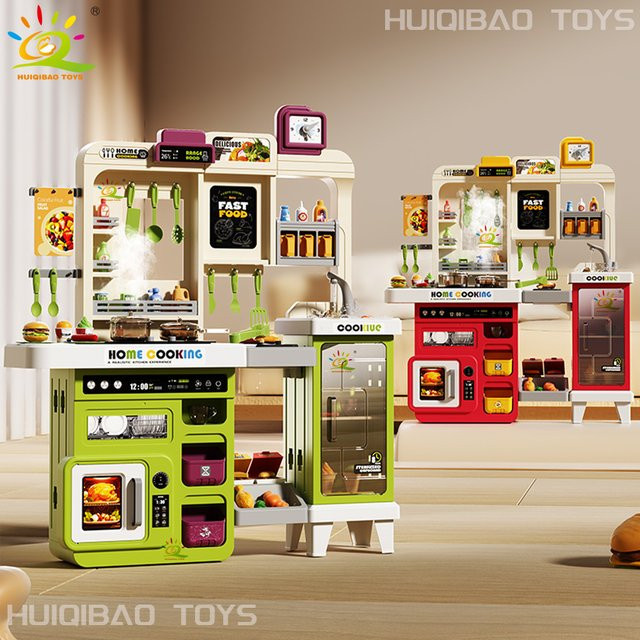 HUIQIBAO TOYS 3in1 Baby Spielküche mit Spülmaschine, Waschbecken und Grill in Rot - Bild 1