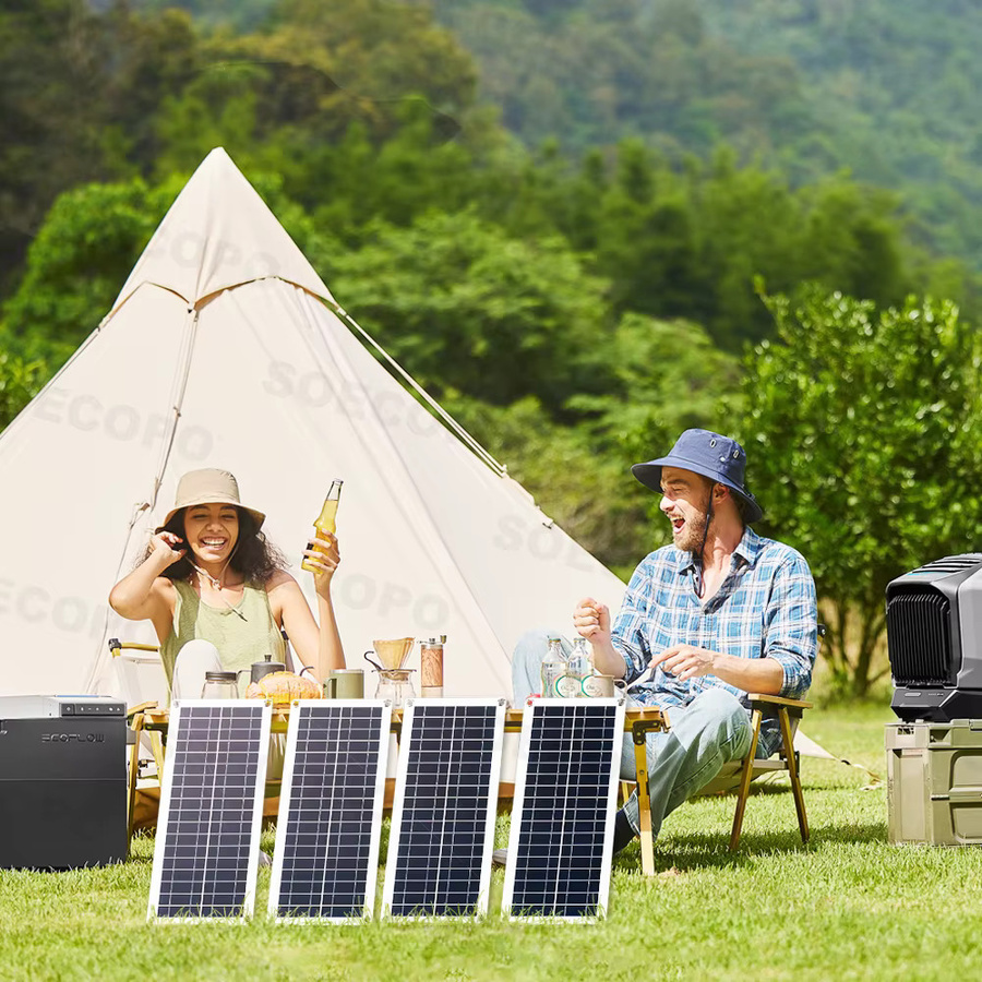 SOECOPO 800W Solarpanel-Set mit 4 Photovoltaik-Zellen und 100A Controller, tragbares 12V Batterieladegerät für Auto, Wohnmobil und Boot, Schwarz - Bild 4