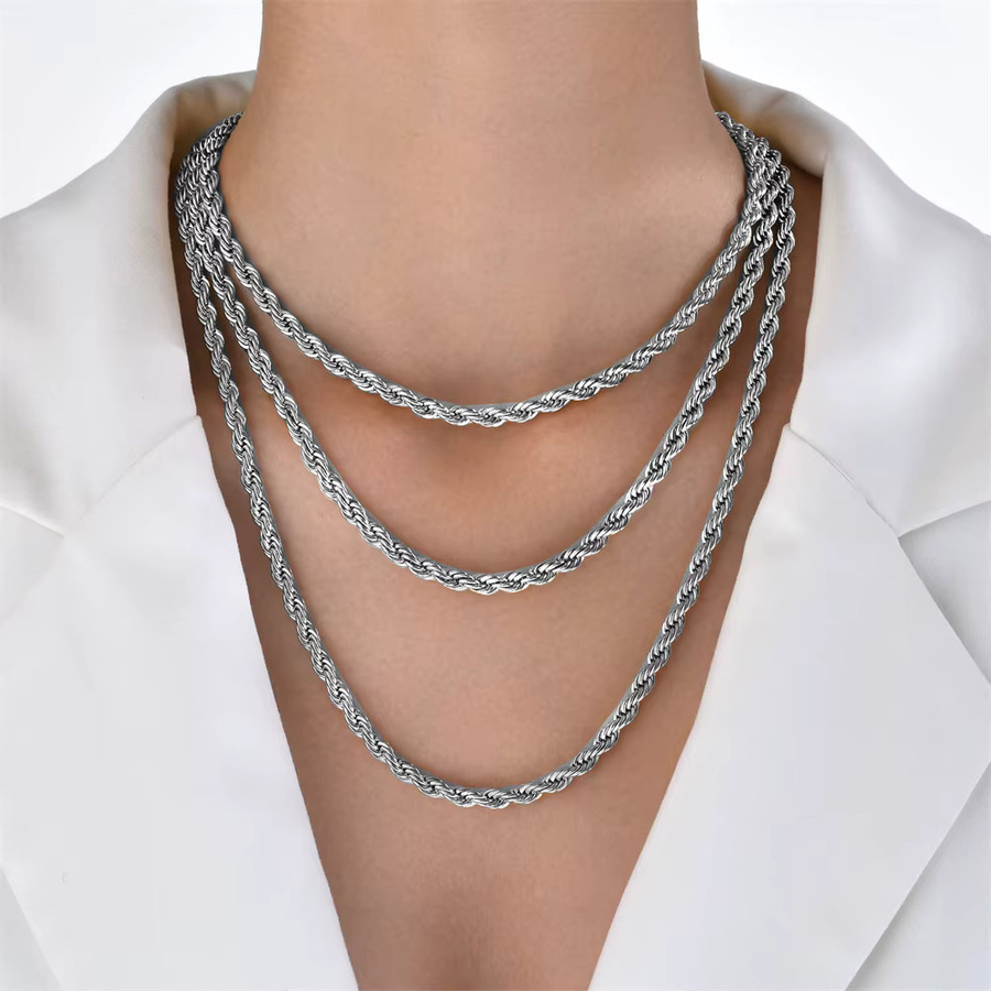Halskette Twisted Seil Kette, Edelstahl, Silber, Unisex - Bild 2