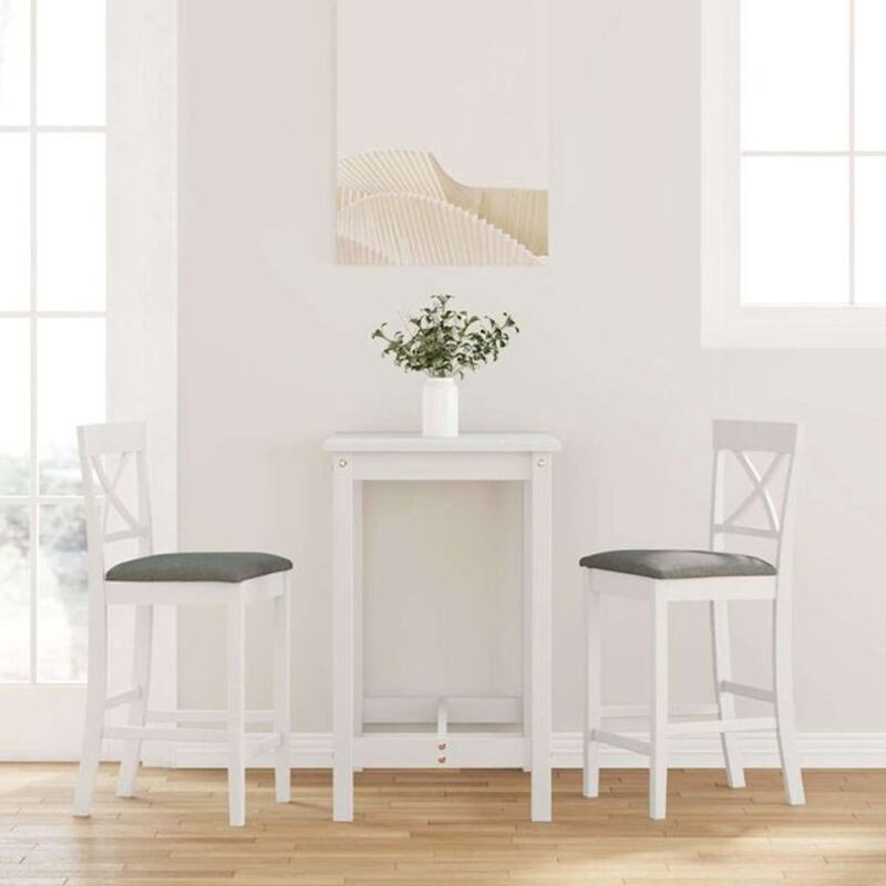 Vidaxl Barhocker Set aus Massivholz mit Stoffkissen in Weiß im Landhausstil - Bild 1