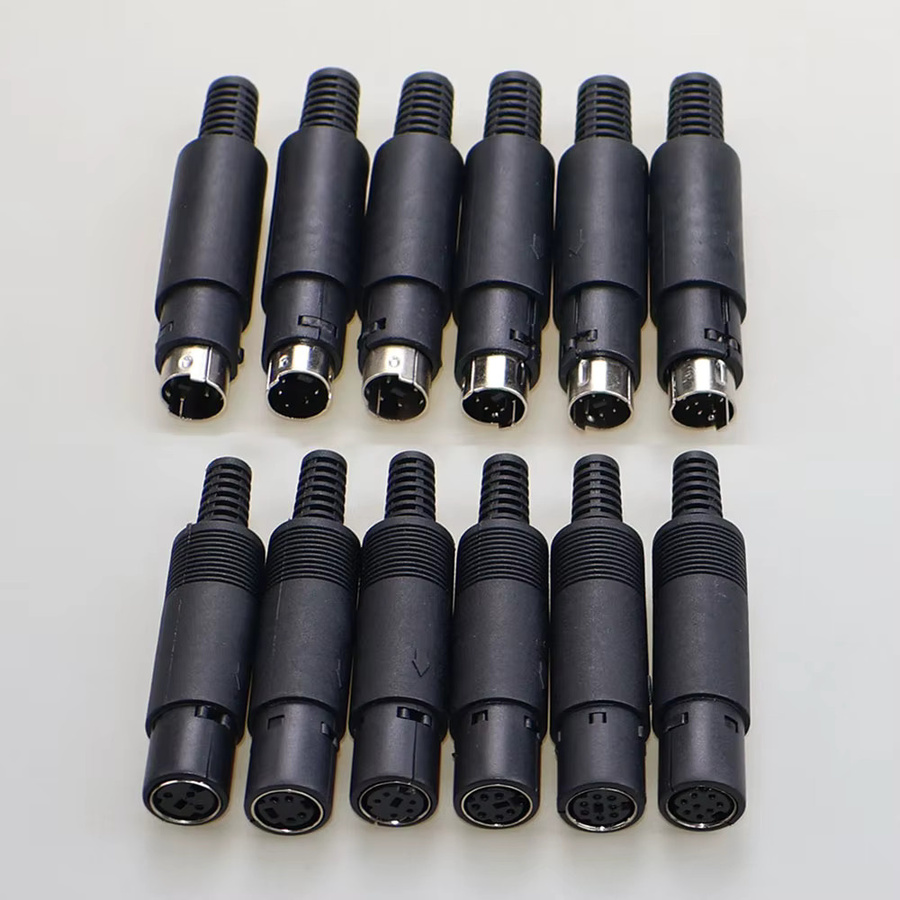 Mini DIN Stecker und Buchsen Set für Chassis-Montage in Schwarz mit 3 bis 8 Pin Optionen für PS2 und Draht-Terminal-Löten - Bild 2