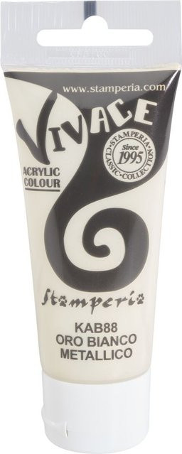 Stamperia Vivace Paint Metallic White in Glanz Weiß und Silber aus Synthetikharz - Bild 1