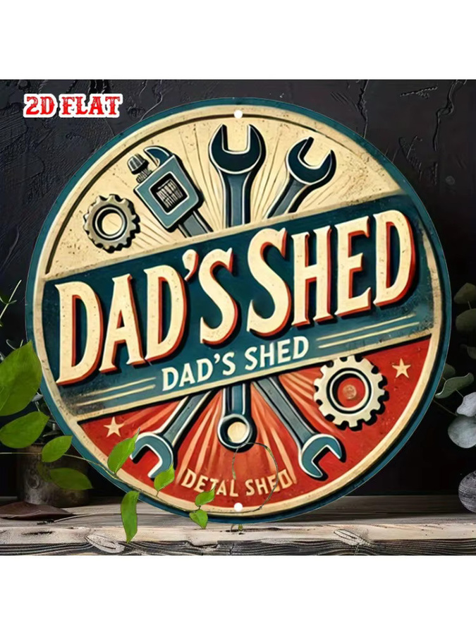 Potdemiel Werkstatt-Rundschild aus Aluminium mit Dad's Shed Vintage-Design, Mehrfarbig, Durchmesser: 20 cm - Bild 6