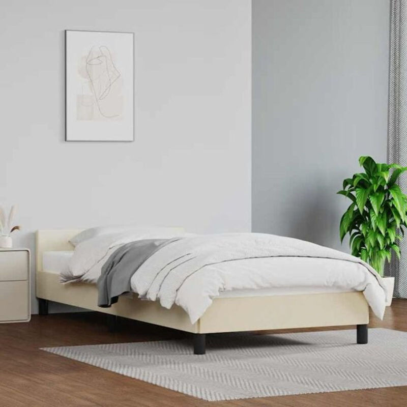 Polsterbett mit Kopfteil von Vidaxl in Beige aus Kunstleder, B/T: 100 x 200 cm - Bild 1