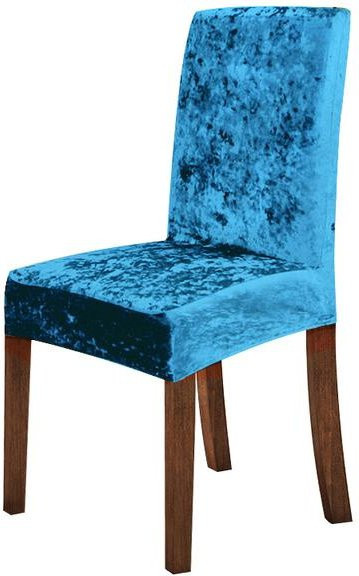 Leorate Stuhlhussen aus glänzendem Samtstoff in Blau, 4er-Set, elastischer Stretch-Bezug für Esszimmerstühle und Schreibtischstühle - Bild 1