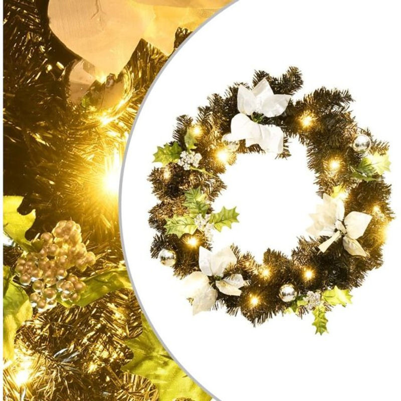 Vidaxl Weihnachtskranz aus Kunststoff mit LED, rund, Schwarz, Durchmesser: 60 cm - Bild 1