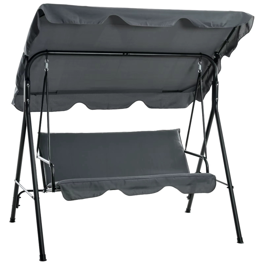 Rosahqnda Hollywood-Schaukel 3-Sitzer mit Sitzkissen und verstellbarem Sonnenschutz in Grau, B/T/H: 172 x 110 x 153 cm - Bild 3