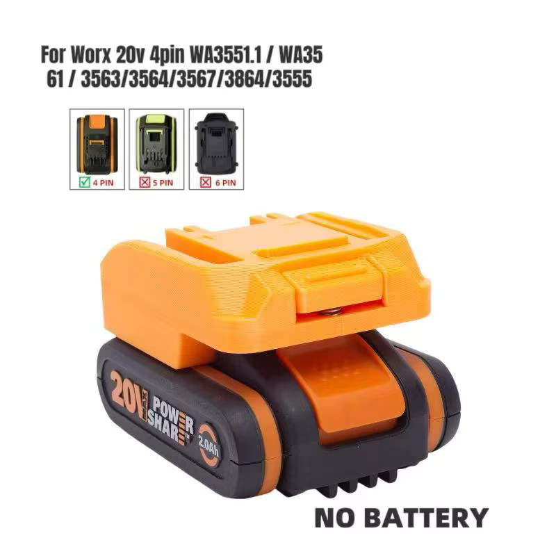 Worx Batteriekonverter-Adapter für Worx 20V 4Pin Lithium-Ionen-Akku zu Worx 6Pin Werkzeug in Orange - Bild 3