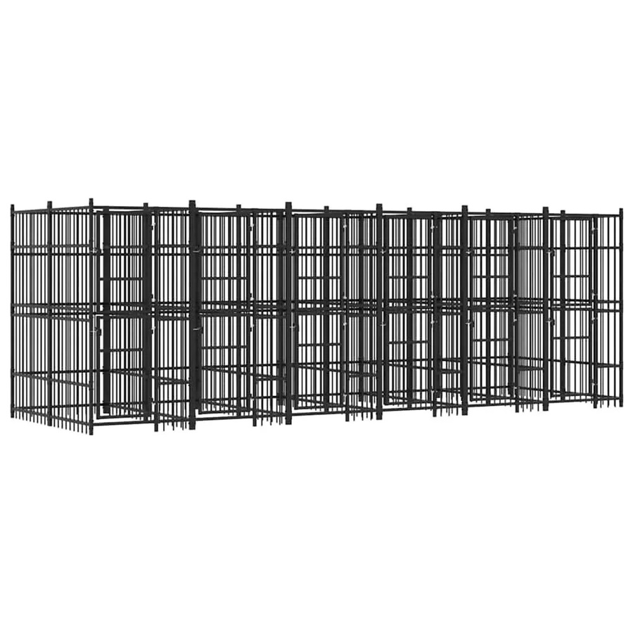 vidaXL Outdoor-Hundezwinger aus Metall in Schwarz Matt mit 11,06 m² Fläche - Bild 2