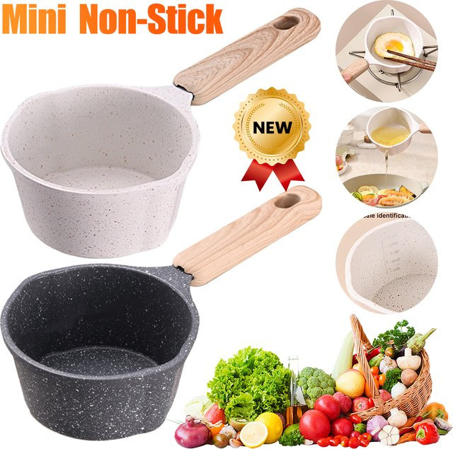 APWIKOGER Mini-Saucenpfanne mit Holzgriff, Antihaft-Bratpfanne aus Keramik in Weiß, ideal zum Schmelzen von Butter oder als tragbarer Kochtopf für Induktion - Bild 1