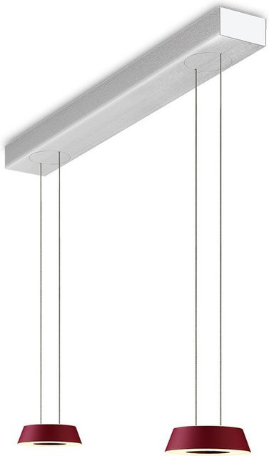 Oligo Glance 2-flammige LED-Pendelleuchte in Rot Matt mit gebürstetem Aluminium und unsichtbarer Höhenverstellung (2700K) - Bild 1