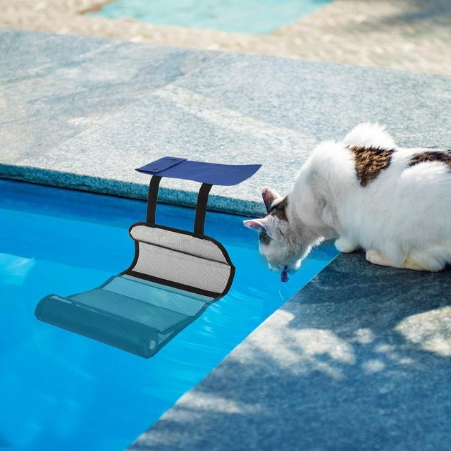 Faltbare Tierrettungs-Rampe aus blauem Oxford-Gewebe als schwimmende Rettungstreppe für den Pool - Bild 1