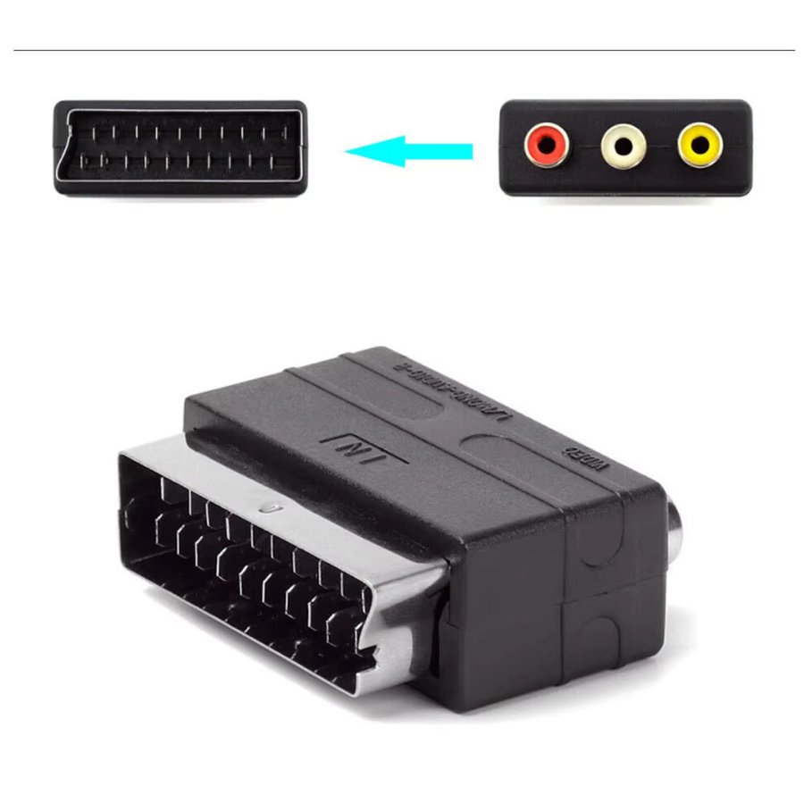 JCD Scart-Stecker auf 3RCA-Phono-Buchse AV TV Audio-Video-Adapter in Schwarz für PS4, WII, DVD und VCR - Bild 2