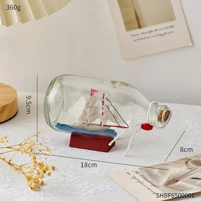 Yiran Furniture Karibikschiff in der Glas-Treibflasche als moderne Raumdeko und künstlerische Miniaturdeko in Multicolor - Bild 1