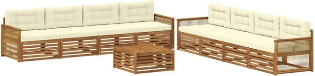 vidaXL Outdoor-Sofagarnitur aus massivem Akazienholz mit 9-teiligem Set in Braun und Beige - Bild 1