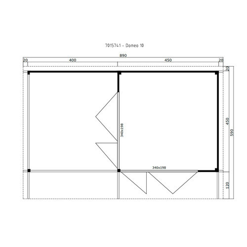 Lasita Holz-Gartenhaus Domeo mit Pultdach in Carbongrau, B/T: 450 x 450 cm, Höhe: 258 cm - Bild 3