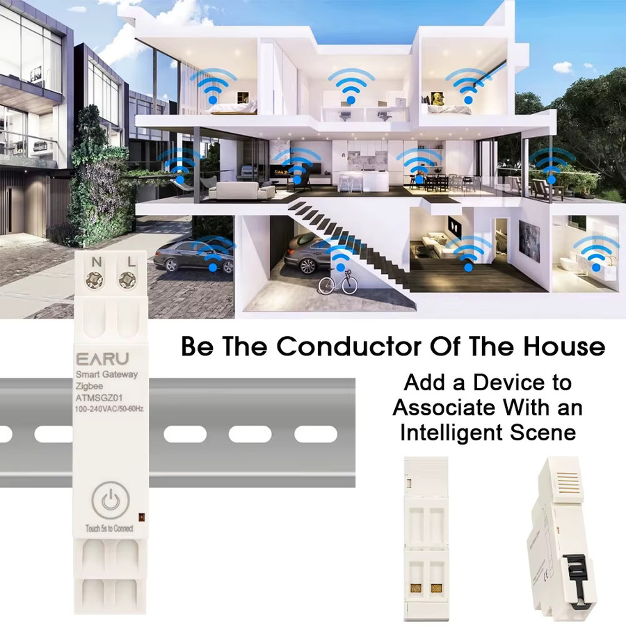 EARU Tuya Smart WiFi ZigBee 3.0 Gateway-Hub in Weiß zur Fernsteuerung und Automatisierung deiner Smart-Home-Geräte mit DIN-Schienenmontage - Bild 3