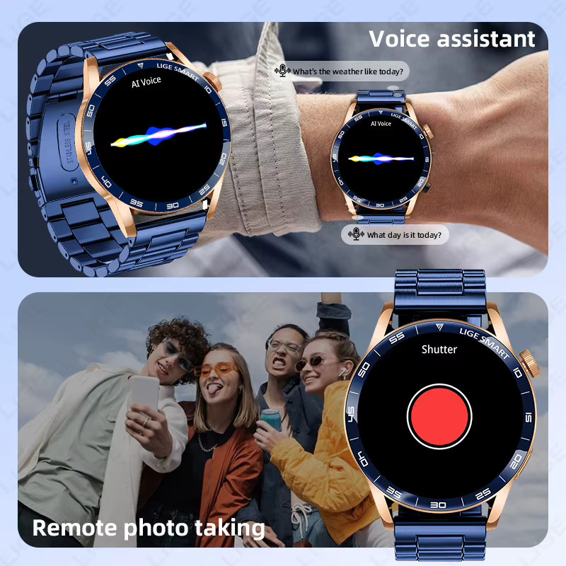 LIGE Smartwatch mit 1,38 Zoll HD Display, Bluetooth Voice Calling, IP68 wasserdicht, Fitness Tracking und Gesundheitsfunktionen in Schwarz - Bild 4