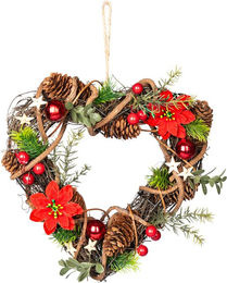 Weihnachtlicher Deko-Kranz in Herzform von viva domo in Braun, Rot und Mehrfarbig zum Aufhängen - Bild 1