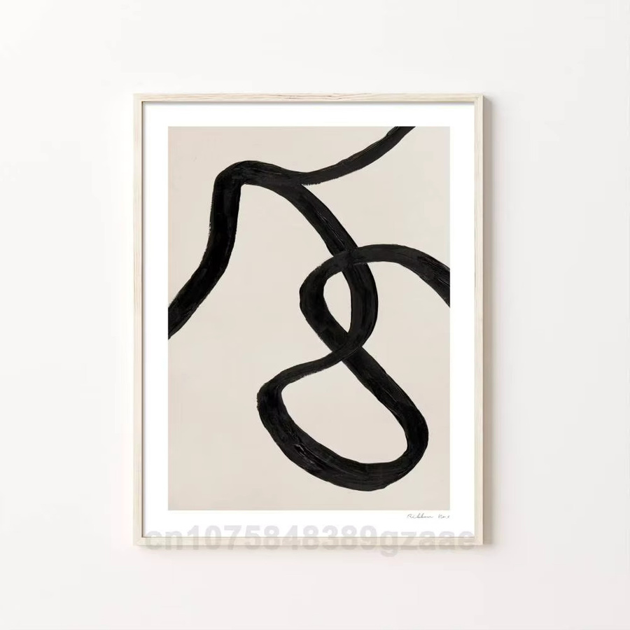 Kayou Wanddekoration Abstrakte Linien Poster Selbstklebender Papieraufkleber Minimalistisches Design in Schwarz, B/H: 10 x 15 cm - Bild 6