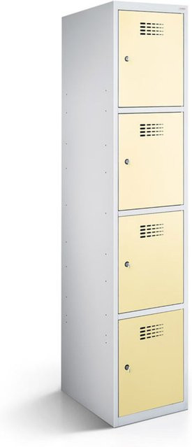 rotstahl Fächerschrank mit 4 Fächern in Elfenbein und lichtgrauem Korpus, B/T/H: 40 x 50 x 180 cm - Bild 1