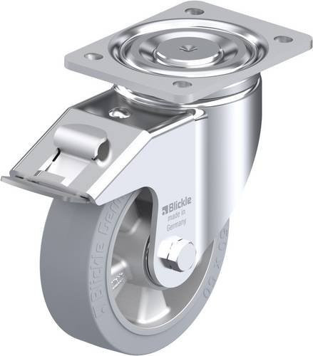 Blickle Lenkrolle LH-ALEV 150K-FI-SG mit Feststeller in Silber/Grau, Rad-Durchmesser: 150 mm, Tragfähigkeit: 400 kg - Bild 1