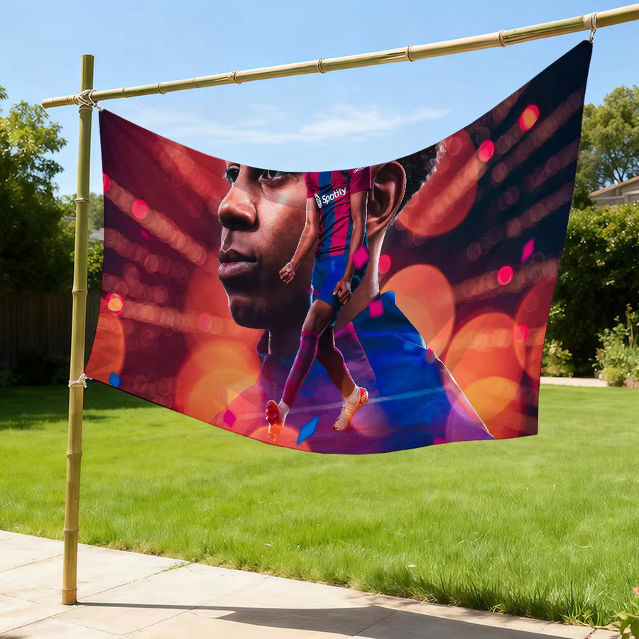 Fußball-Flagge Lamine Yamal Banner in Mehrfarbig für Außenbereich und Innenbereich, B/H: 60 x 40 cm - Bild 3