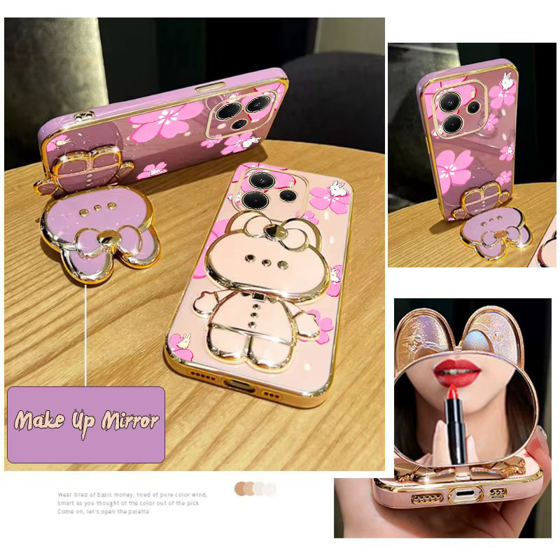Kristall Telefonhülle mit Blumen- und Kaninchen-Design für Xiaomi Redmi Note 14 13 12 Pro Plus und weitere Modelle, Farbe: Lila - Bild 4