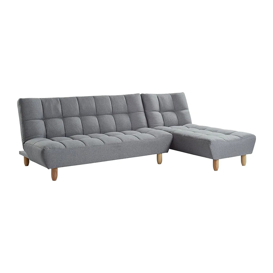 Vente-unique Schlafsofa Esteban Click-Clack in Grau mit Stoffbezug und Holzrahmen, L-Form, Breite: 182 cm, Tiefe: 84 cm - Bild 2