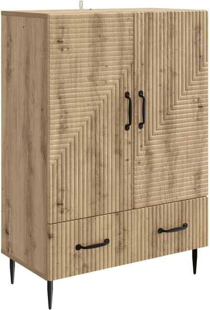 vidaXL Sideboard Artisan-Eiche Modern in Braun mit Metall und MDF, B/T/H: 66 x 34,5 x 95 cm - Bild 1