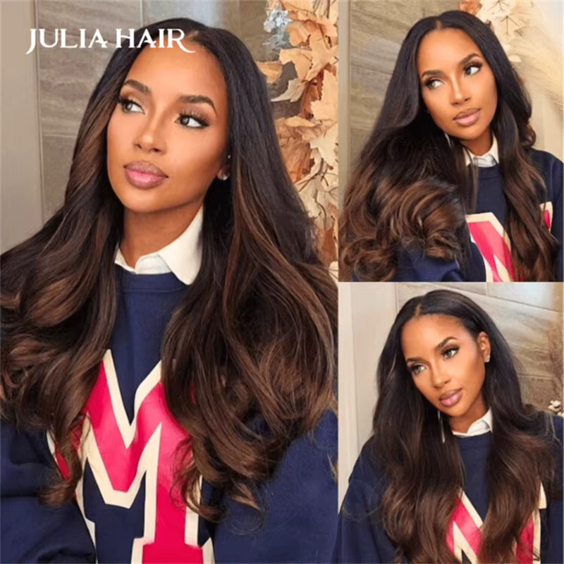 Julia Hair Echthaar Perücke, Kastanienbraun, Yaki Gerade V-Teil, 180 % - Bild 2