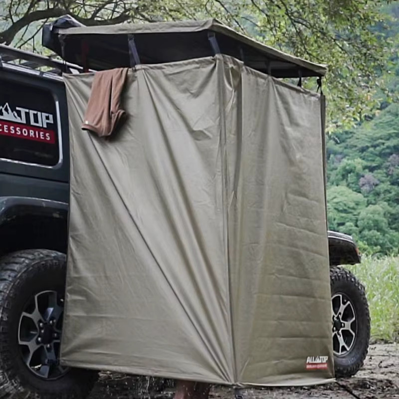 Tragbares Camping-Duschzelt für das Fahrzeug, wasserdichtes Outdoor-Waschezelt mit Sonnenschutz, Farbe: Beige, B/T/H: 160 x 110 x 103 cm - Bild 2