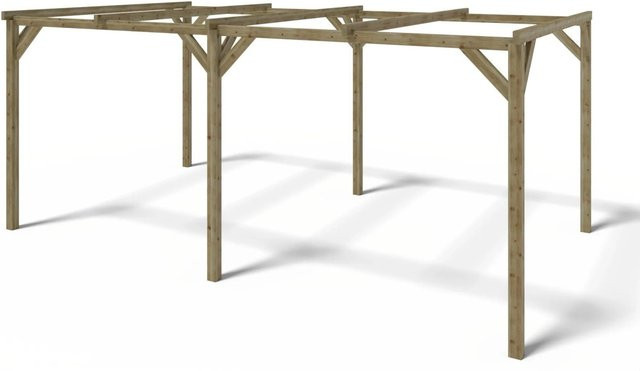 ALTANKA Carport Garagendach Flachdach aus Fichtenholz und Kiefer in Grün, B: 510 cm, T: 300 cm, H: 210 cm - Bild 1