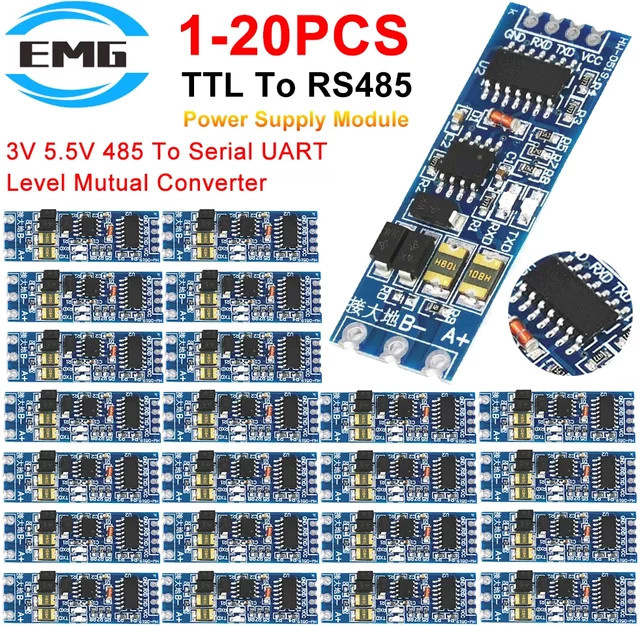 TTL zu RS485 Konvertierungsmodul für automatische Durchflussregelung, 3.3V/5V, Blau - Bild 1