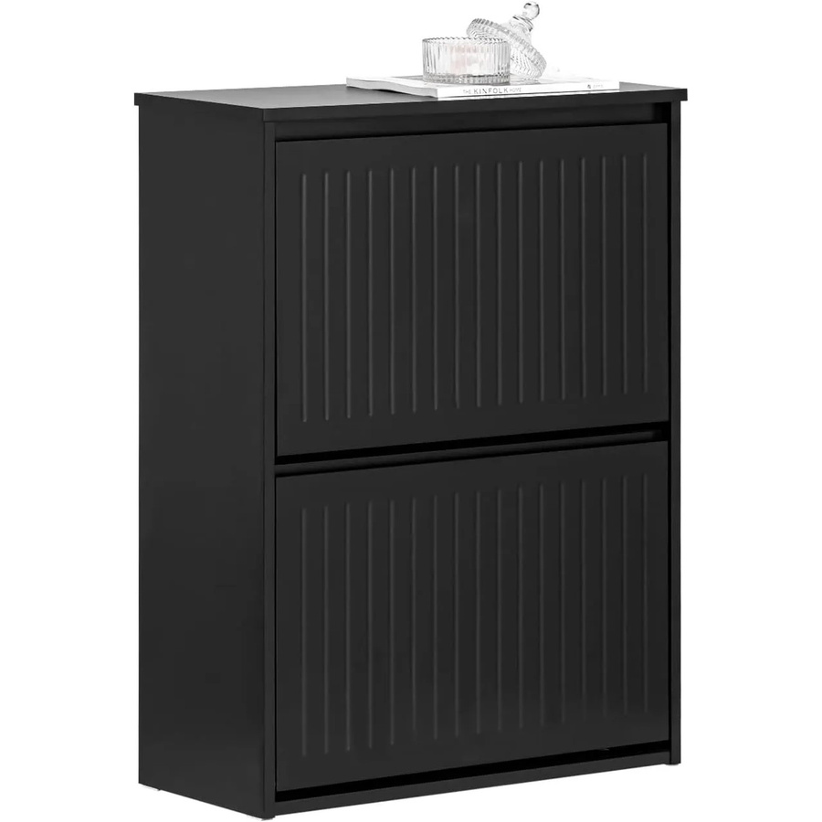 SoBuy Schuhschrank FSR165-K-SCH mit 2 Klappen in Schwarz - Bild 2