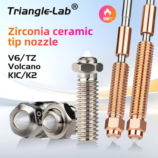 Trianglelab Zirkonium-Keramikdüse mit Kupferlegierungsgehäuse für V6 Volcano TZ K1C K2 in Silber - Bild 1