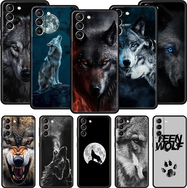 The Wolf Handyhülle Soft Cover für Samsung Galaxy S25 S24 S23 FE S22 Ultra S21 S20 S10 Plus S10E 5G in Schwarz - Bild 1