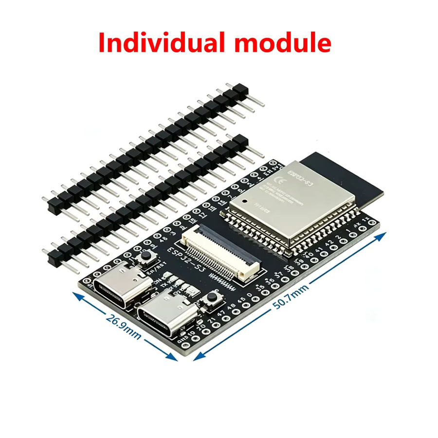 ESP ESP32-S3 CAM WLAN Bluetooth Entwicklungsboard-Modul mit N16R8, USB-C und Kamera OV2640/OV5640/OV3660 in Schwarz - Bild 2