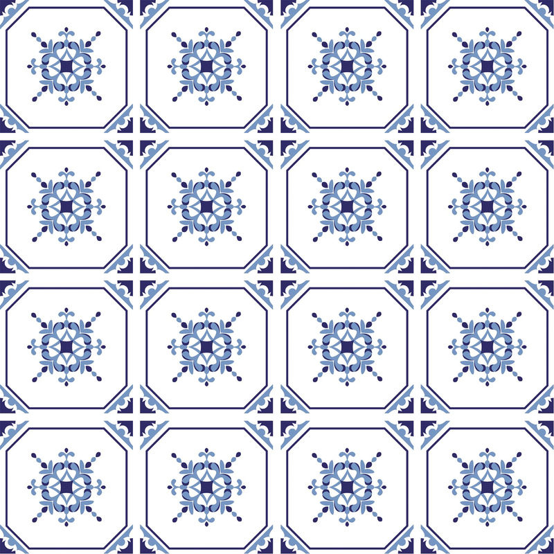 Poromoro Azulejo Fliesenaufkleber Set aus 16 Stück, Blau, Geometrisches Vintage Mozaik-Design für Küche und Bad - Bild 7