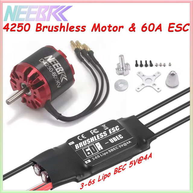 NEEBRC D4250 Brushless Motor, 800KV 600KV, 3-6S 60A ESC, 5V 4A BEC, Flugzeugteil - Bild 1