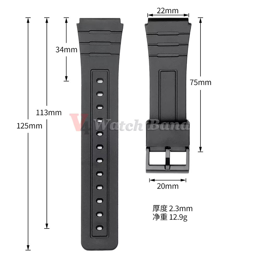 Uhrenarmband Silikon, Schwarz, 18 mm, Unisex - Bild 2