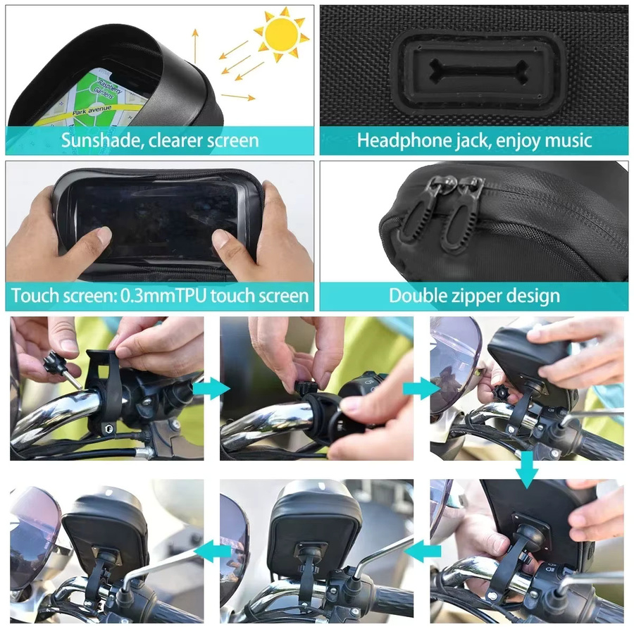 VIKEFON Wasserdichte GPS Navigation Handyhalterung für Fahrrad und Motorrad in Schwarz - Bild 6