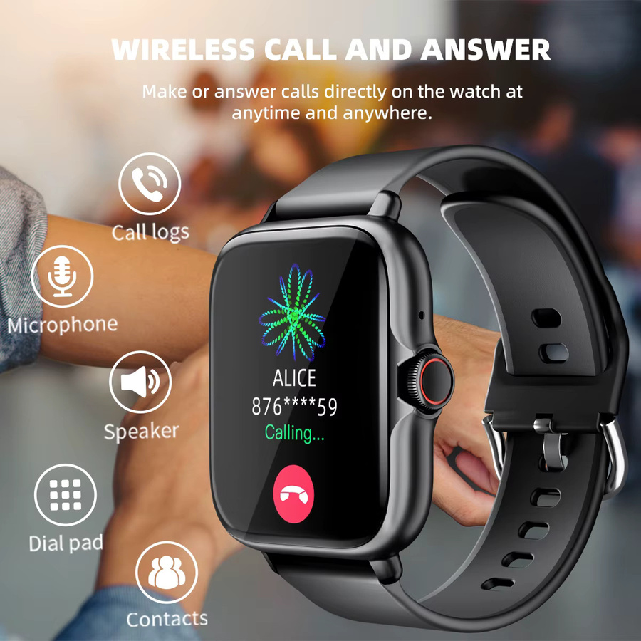 DESERTCAT Smartwatch mit 1,83 Zoll Display in Pink, wasserdicht mit Anruffunktion, Schlafüberwachung und Nachrichten-Benachrichtigungen für iPhone und Android - Bild 4