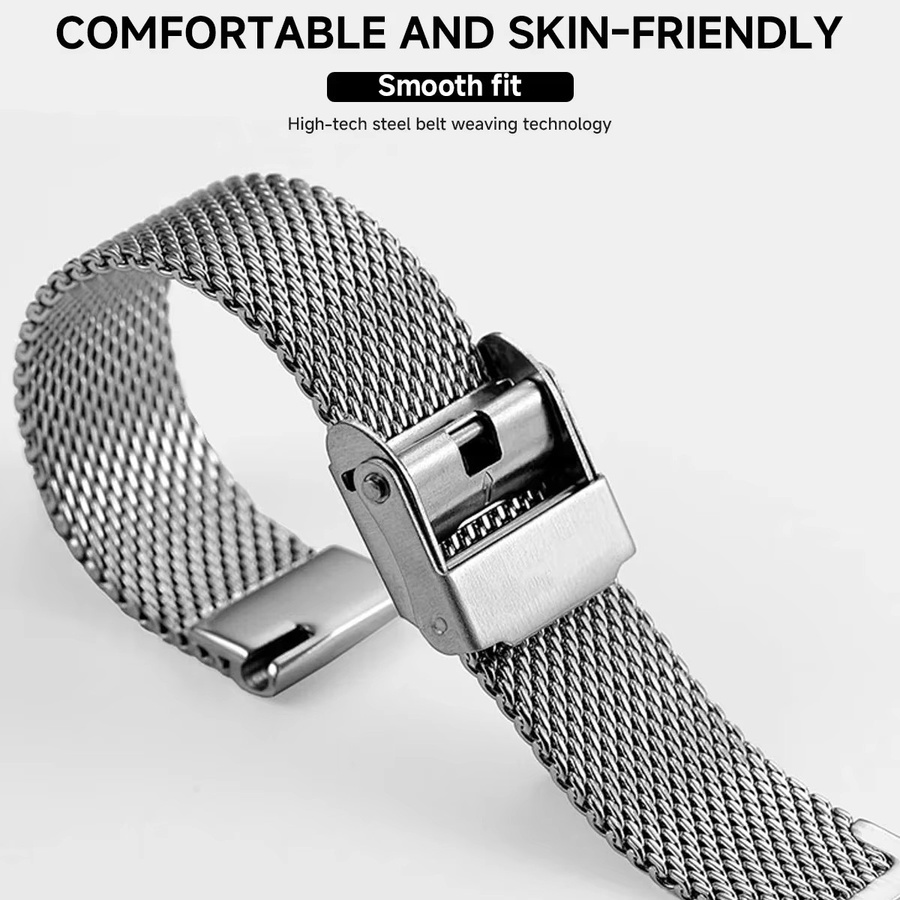 CAOWTAN Uhrenarmband Edelstahl, Milanaise, Silber, Unisex - Bild 4