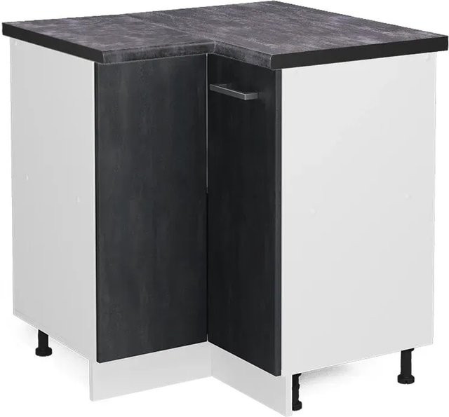 Vicco Eckunterschrank R-Line Küchen Eckschrank Schwarz Beton/Weiß Anthrazit B/T/H: 76 x 46 x 75,6 cm - Bild 1