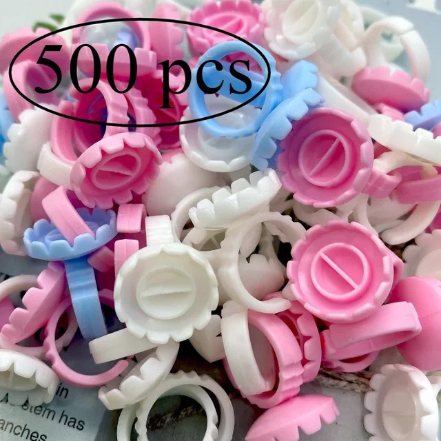 Mollie Lipper Wimpern Verlängerung Kleber Ringe, Blumenform, 500 Stück - Bild 1