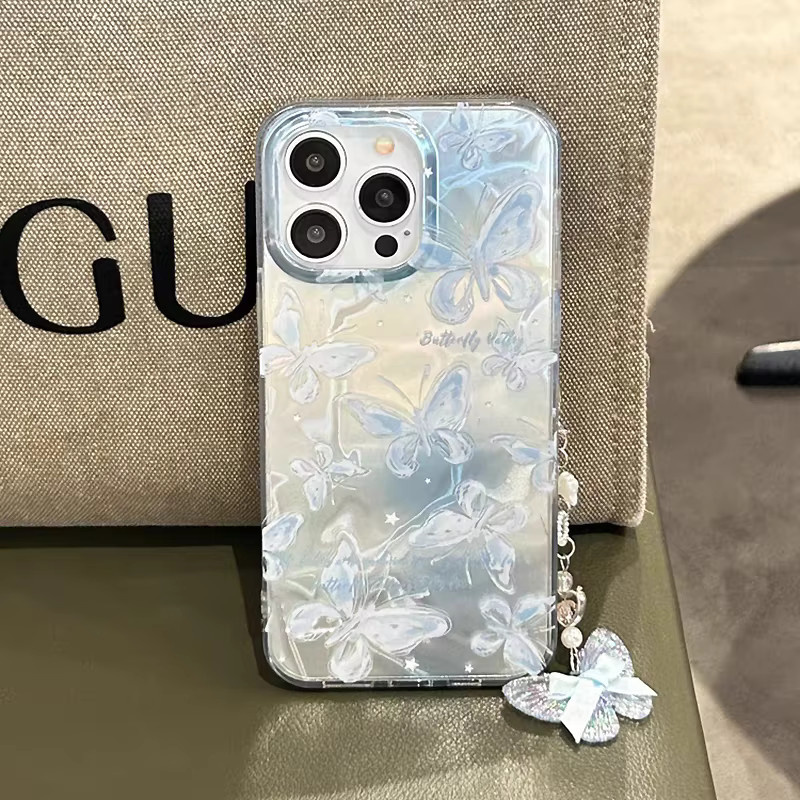 Handyhülle mit Schmetterling, Perlen und Polka Dot Design für dein iPhone (kompatibel mit iPhone 16, 15, 14, 13, 12, 11 Pro Max und weiteren Modellen) - Bild 2