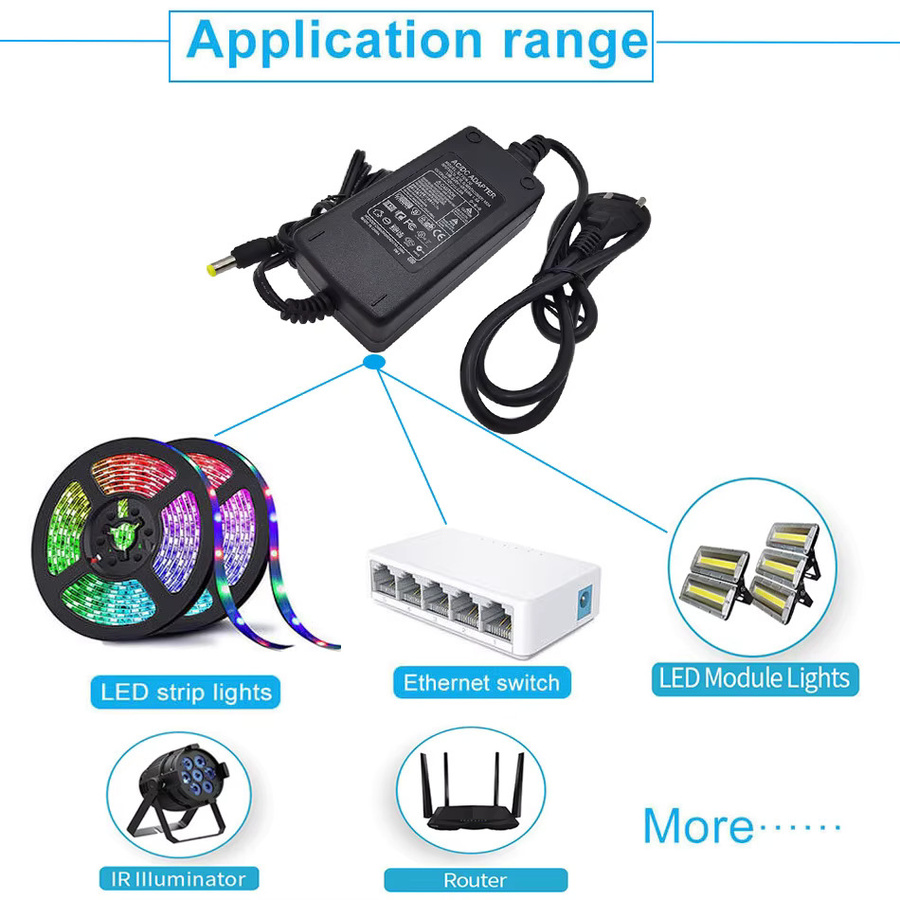 TiaoChongYi LED-Netzteil 50W 5V 10A DC-Treiber für WS2812B 5050 2835 LED-Lichtstreifen und CCTV-Lampen, Schwarz - Bild 2